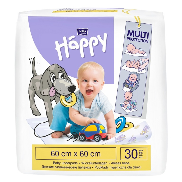 BELLA HAPPY Baby prebaľovacie podložky 60 x 60 cm 30 kusov kúpite na Mojalekaren.sk