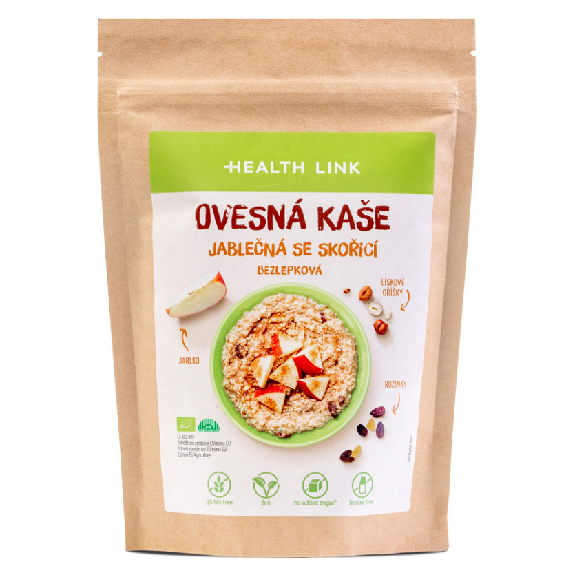 HEALTH LINK Ovsená kaša jablčná so škoricou BIO 300 g