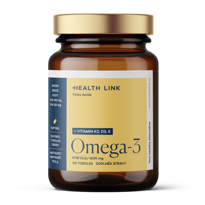 HEALTH LINK Omega3 rybí olej 1000 mg + vitamín K2 + D3 + E 120 kapsúl