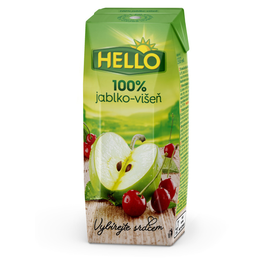 HELLO 100% Jablková šťava višňa 250 ml x 18 kusov