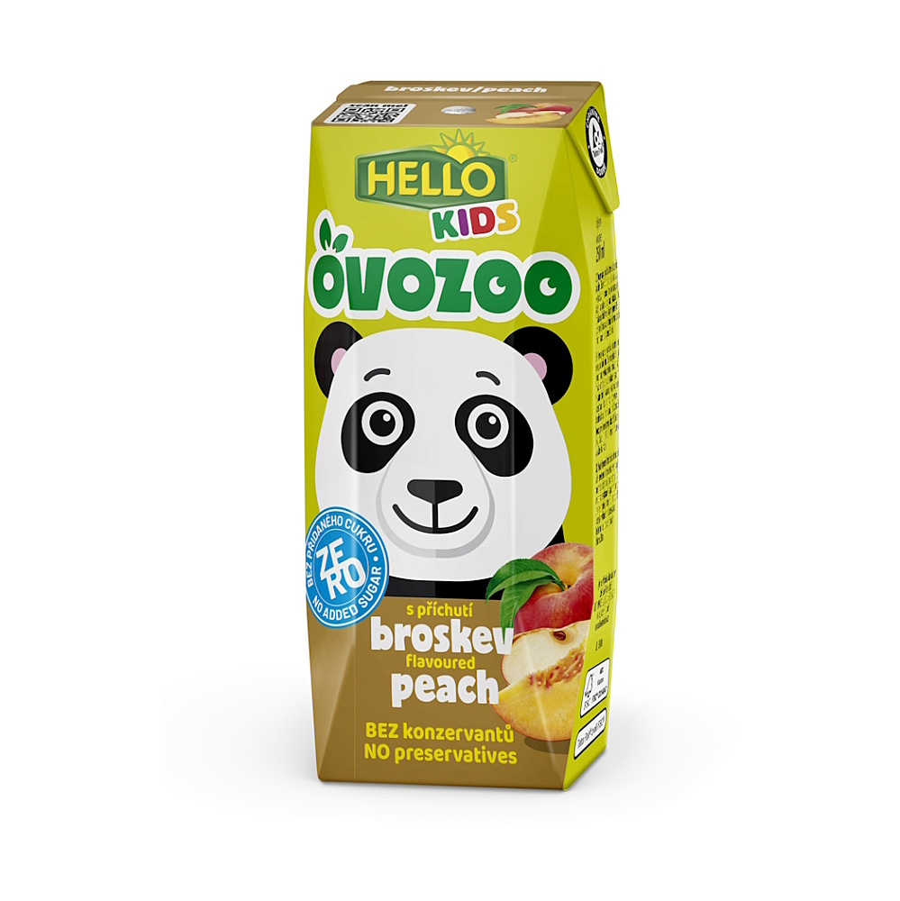HELLO Ovozoo broskyňa zero 250 ml x 18 kusov