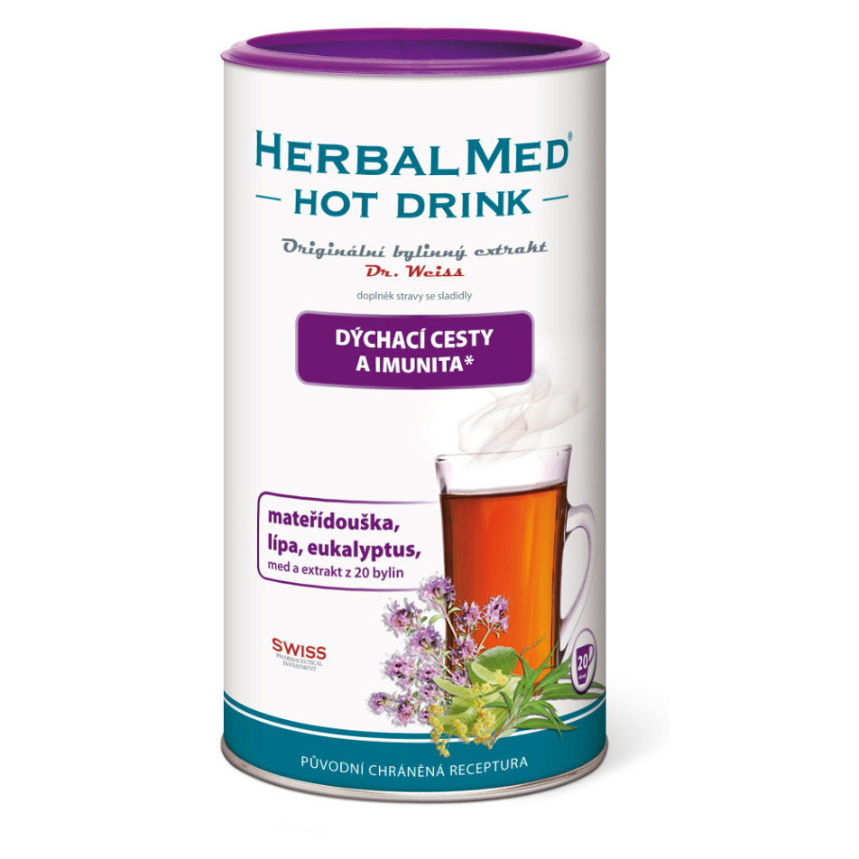 Dr.Weiss HerbalMed Hot Drink prechladnutie a nádcha prášok na prípravu nápoja pri nádche a prechladnutí 180 g