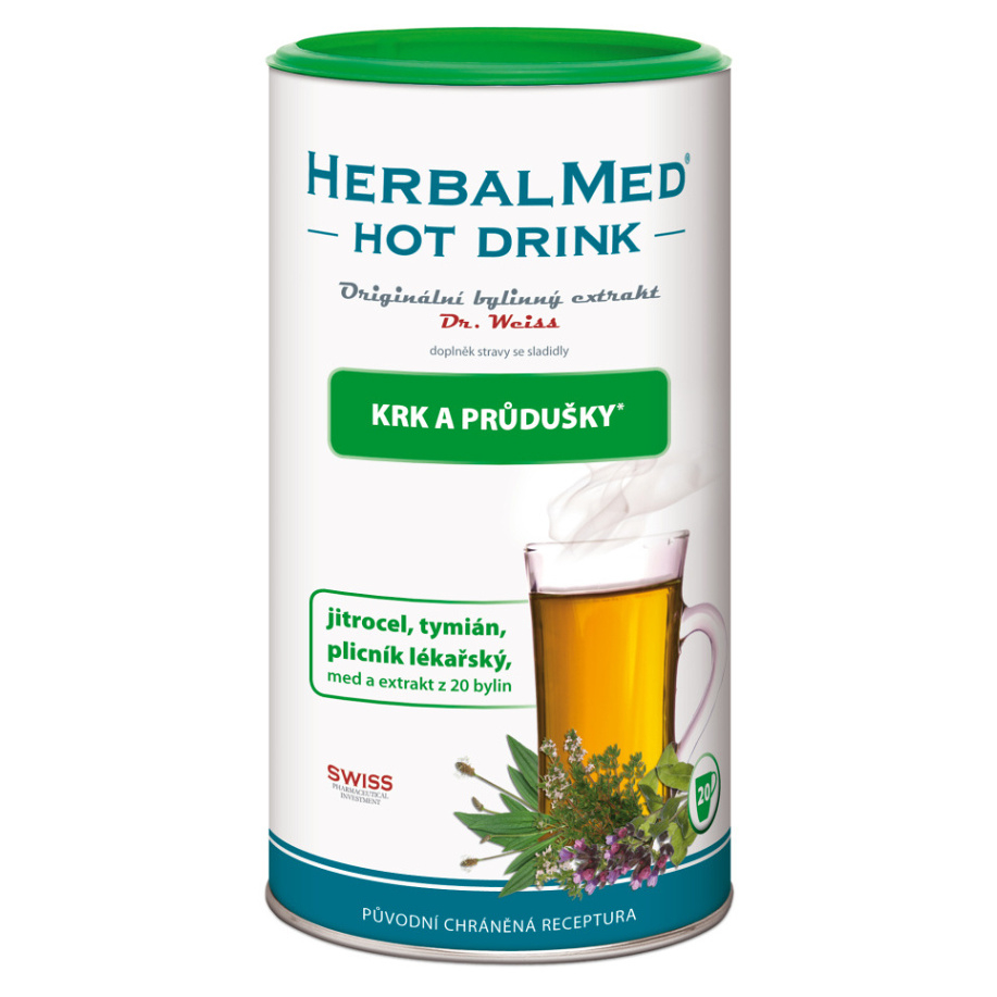 Dr.Weiss HerbalMed Hot Drink kašeľ a priedušky prášok na prípravu nápoja pri kašli a prechladnutí 180 g