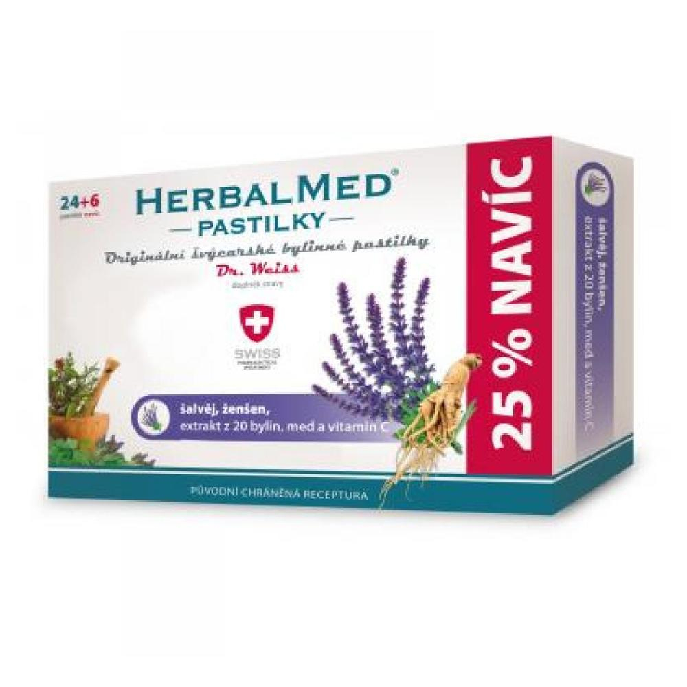 E-shop DR. WEISS Herbalmed šalvia, ženšeň 24 + 6 pastiliek ZDARMA