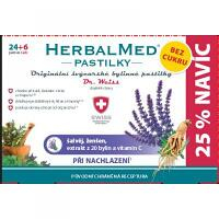 HerbalMed pastilky Dr.Weiss BEZ CUKRU Šalvia, ženšen + vitamín C 24 + 6