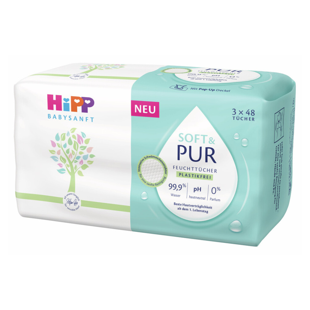 HIPP Babysanft soft&pur vlhčené obrúsky 3 x 48 kusov