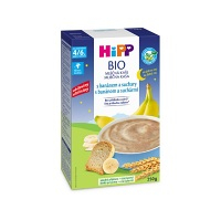 HIPP BIO Mliečna kaša na dobrú noc s banánom a suchármi od ukončeného 4./6. mesiace veku 250 g