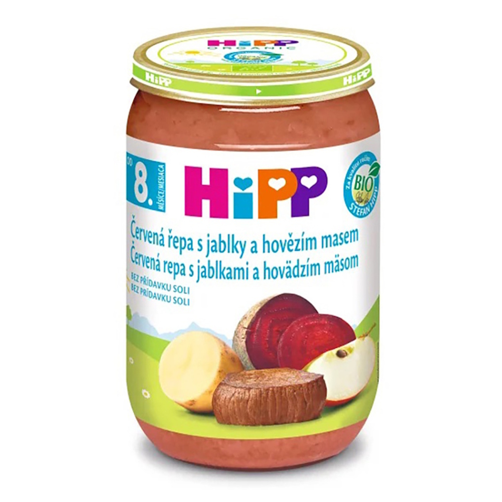Hipp BIO červená repa s jablkami a hovädzím mäsom detský príkrm 220 g kúpite na Mojalekaren.sk