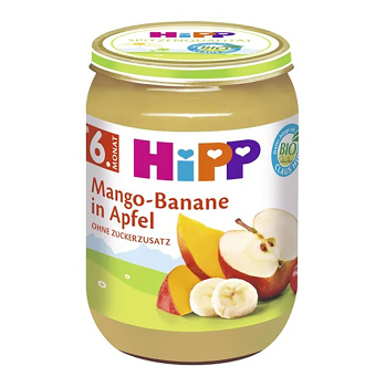 HIPP Jablká s mangom a banánmi BIO 190 g (Ovocné príkrmy) - BIO, Ekologické