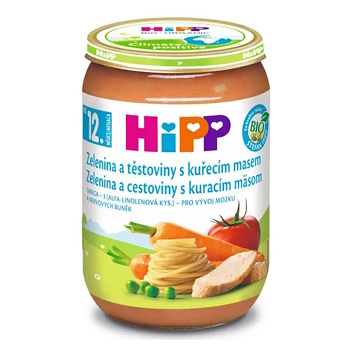 HIPP Menu bio zelenina a cestoviny s kuracím mäsom 12m+ 220 g (Cestovinové, ryžové príkrmy) - BIO