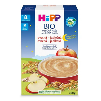 HIPP Na dobrú noc ovsená kaša s jablkom BIO 250 g (Mliečne kaše) - Instantné, BIO