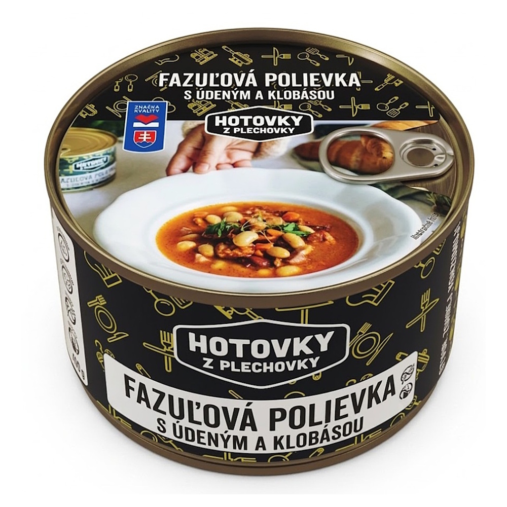 E-shop HOTOVKY Z PLECHOVKY Fazuľová polievka s údeným a klobásou 4 porcie
