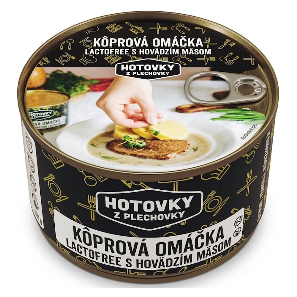 E-shop HOTOVKY Z PLECHOVKY Kôprová omáčka lactofree s hovädzím mäsom 3 porcie