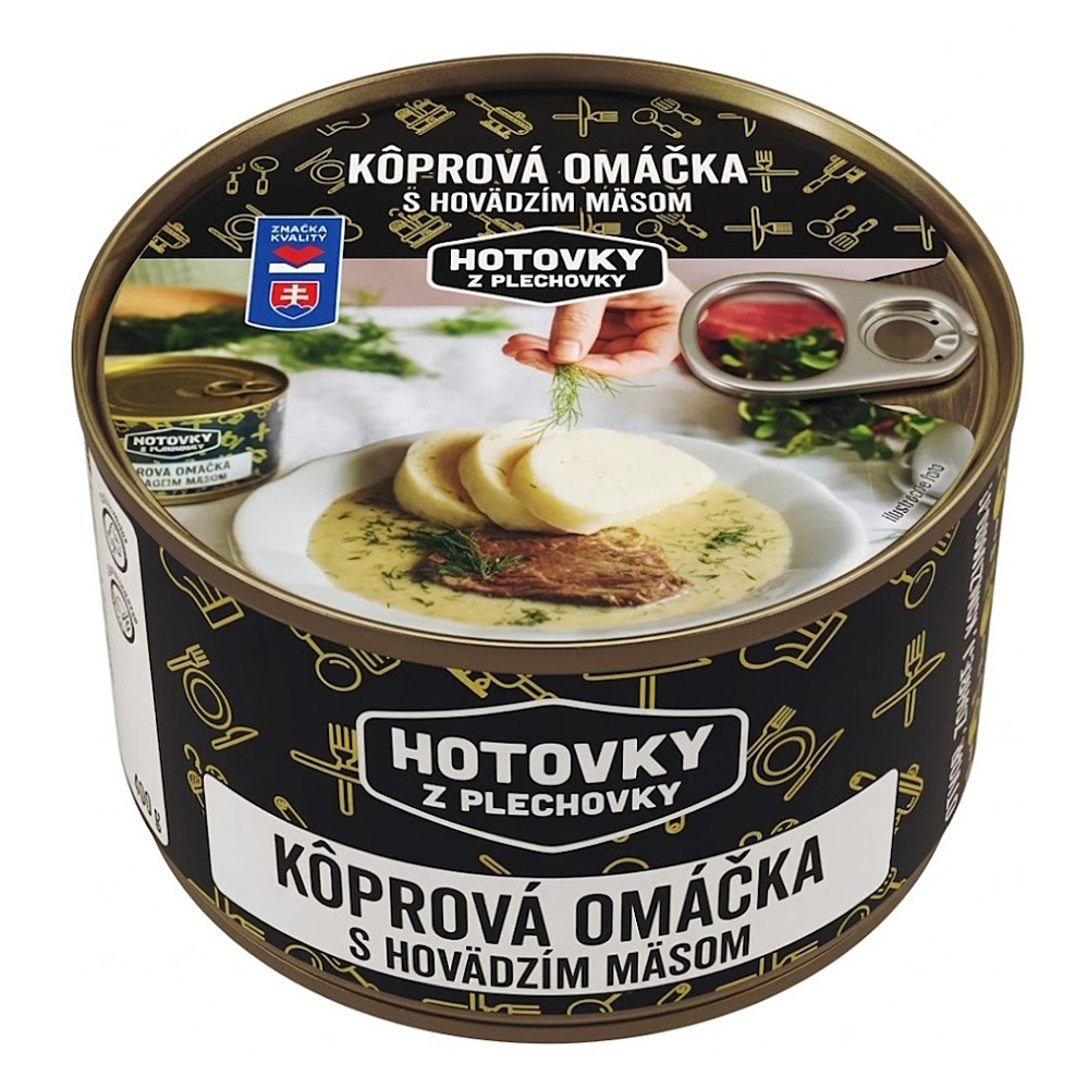 E-shop HOTOVKY Z PLECHOVKY Kôprová omáčka s hovädzím mäsom 3 porcie