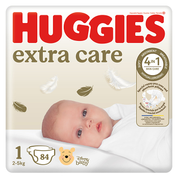 HUGGIES Detské plienky Extra Care 1 veľkosť 2-5 kg ​​84 kusov