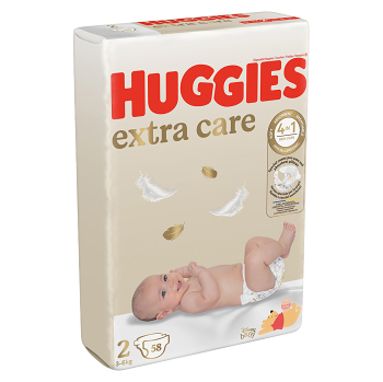 HUGGIES Detské plienky Extra Care 2 veľkosť 3-6 kg 58 kusov (Plienky 2 (3 - 6 kg)) - obrázok 4/4