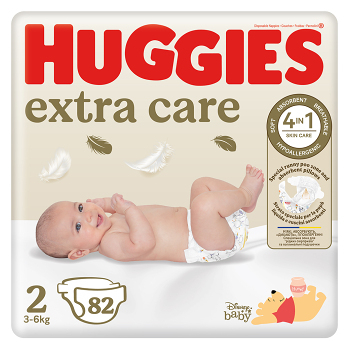 HUGGIES Detské plienky Extra Care 2 veľkosť 3-6 kg 82 kusov