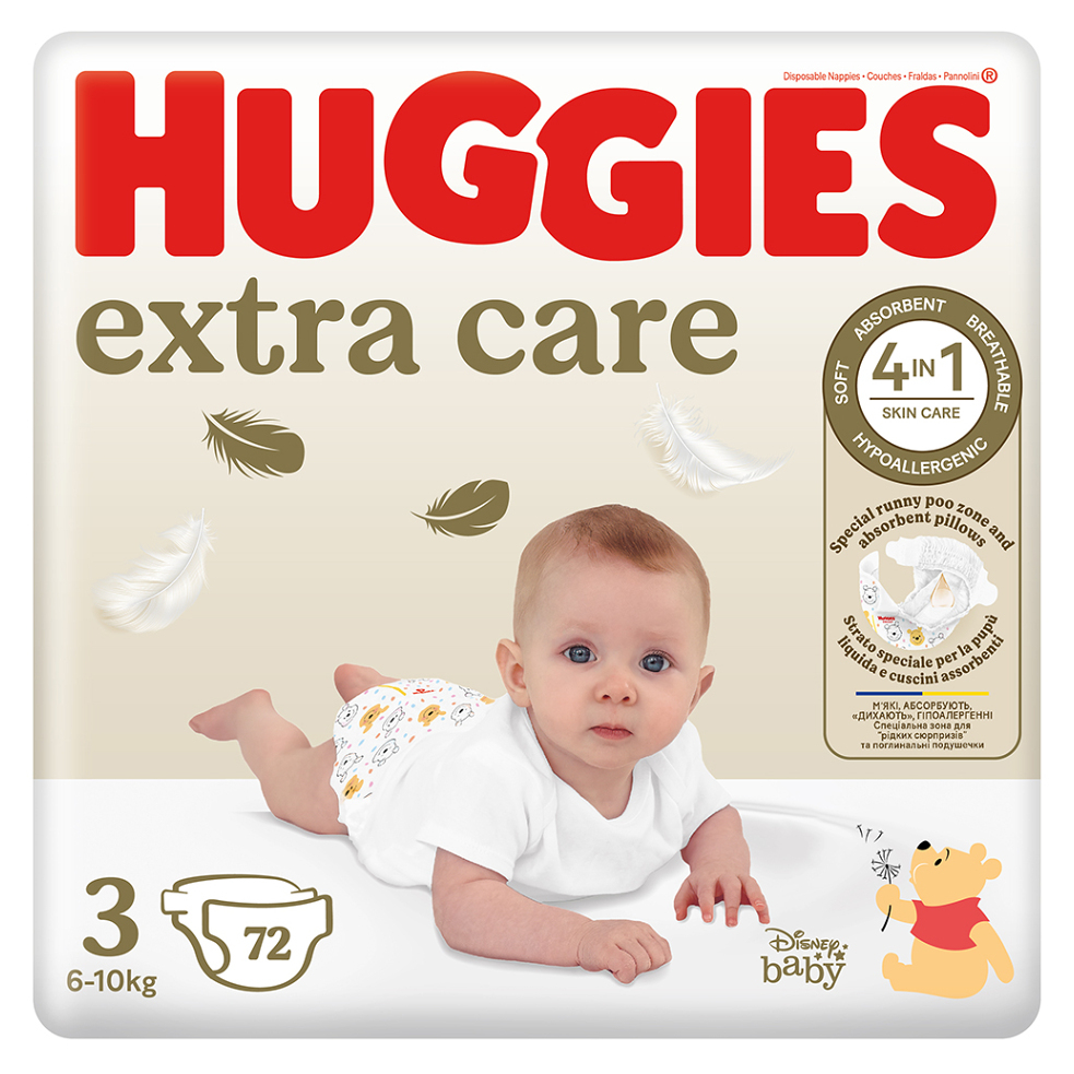 HUGGIES Detské plienky Extra Care 3 veľkosť 6-10 kg 72 kusov kúpite na Mojalekaren.sk