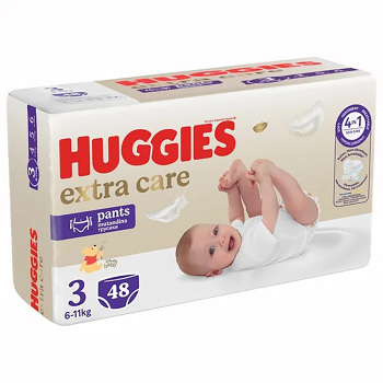 HUGGIES Detské plienky Extra Care Pants 3 veľkosť 6-11 kg 48 kusov