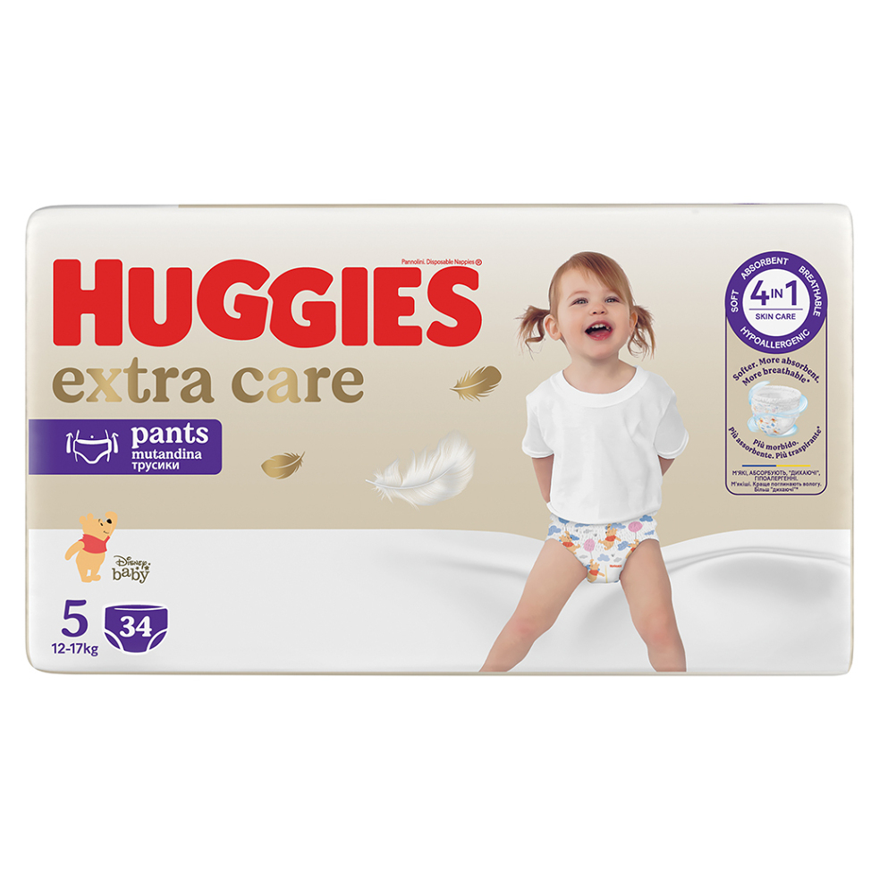 HUGGIES Detské plienky Extra Care Pants 5 veľkosť 12-17 kg 34 kusov kúpite na Mojalekaren.sk