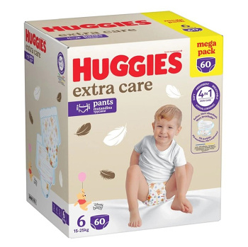 HUGGIES Detské plienky Extra Care Pants 6 BOX 15-25 kg 60 kusov (Plienky 6 (15 a viac kg)) - Hypoalergénny - obrázok 2/3