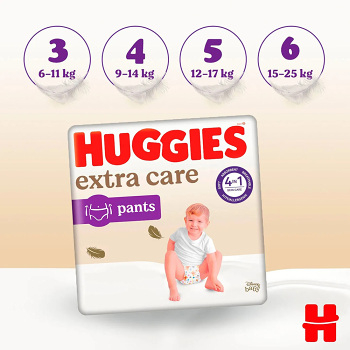 HUGGIES Detské plienky Extra Care Pants 6 veľkosť 15-25 kg 30 kusov