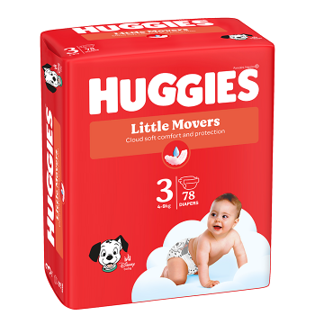 HUGGIES Detské plienky Little Movers 3 veľkosť 4-9 kg 78 kusov (Plienky 3 (4 - 10 kg)) - obrázok 2/3