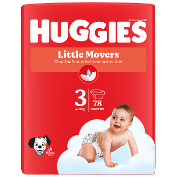 HUGGIES Detské plienky Little Movers 3 veľkosť 4-9 kg 78 kusov (Plienky 3 (4 - 10 kg)) - obrázok 3/3