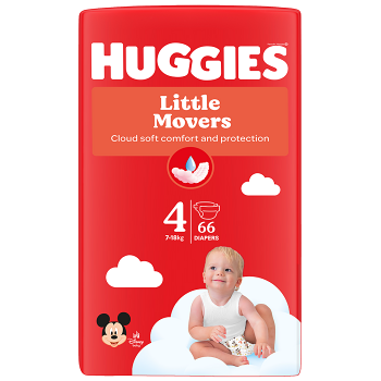 HUGGIES detské plienky Little Movers 4 veľkosť 7-18 kg 66 kusov, poškodený obal (Plienky 4 (7 - 18 kg)) - obrázok 3/3