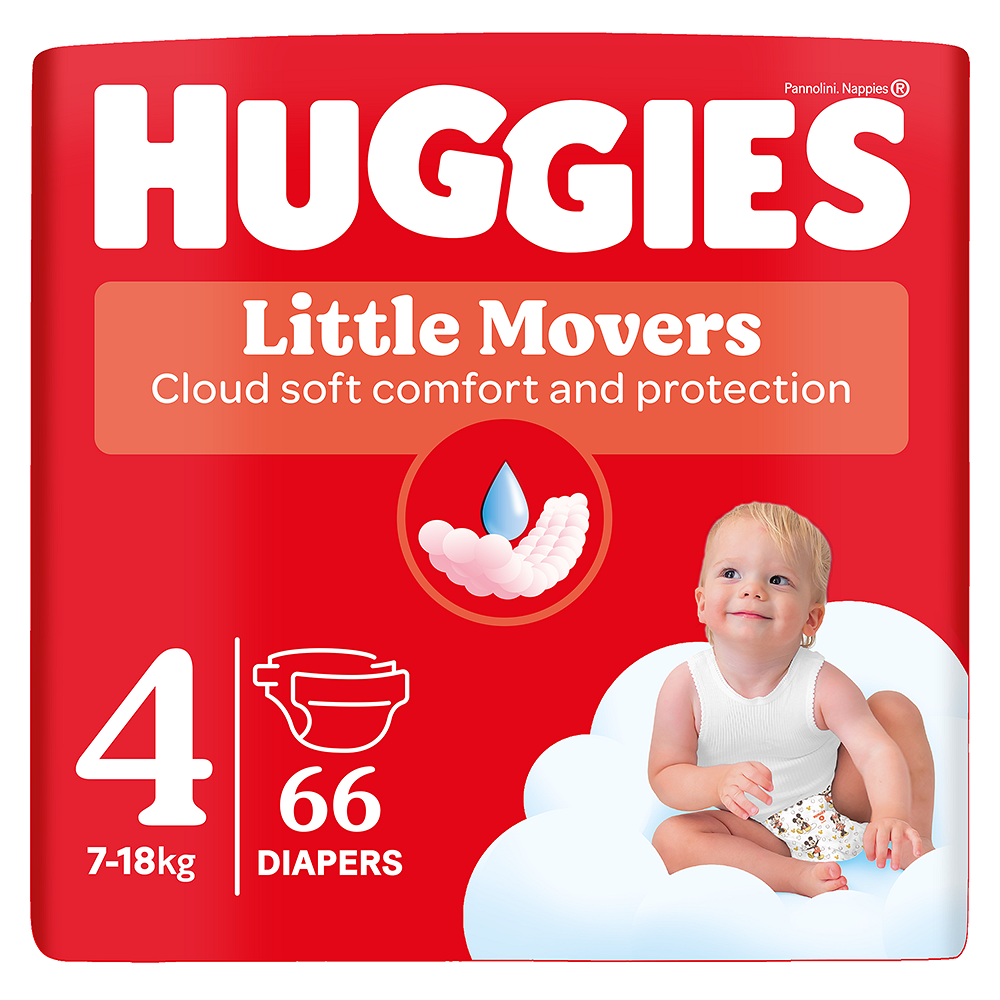 HUGGIES® Little Movers plienky 4 (7-18 kg) 66 ks kúpite na Mojalekaren.sk