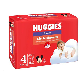 HUGGIES Detské plienky Little Movers Pants 4 veľkosť 9-14 kg 36 kusov (Plienky 4 (7 - 18 kg)) - obrázok 4/4
