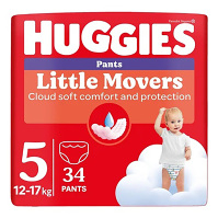 HUGGIES Detské plienky Little Movers Pants 5 veľkosť 12-17 kg 34 kusov