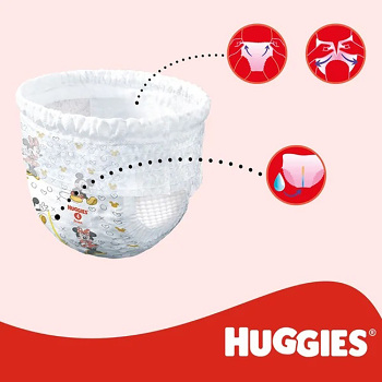 HUGGIES Detské plienky Little Movers Pants 6 veľkosť 15-25 kg 30 kusov (Plienky 6 (15 a viac kg)) - Hypoalergénny - obrázok 4/4