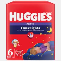 HUGGIES Detské plienky Overnights Pants 6 veľkosť 15-25 kg 22 kusov