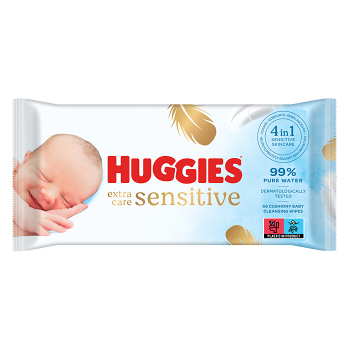 HUGGIES Detské vlhčené obrúsky Extra Care Single 56 kusov (Obrúsky) - Hypoalergénny