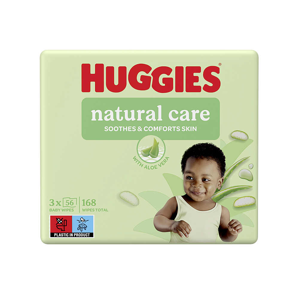 HUGGIES Detské vhčené obrúsky Natural Aloe Vera Triplo 3x56 kusov