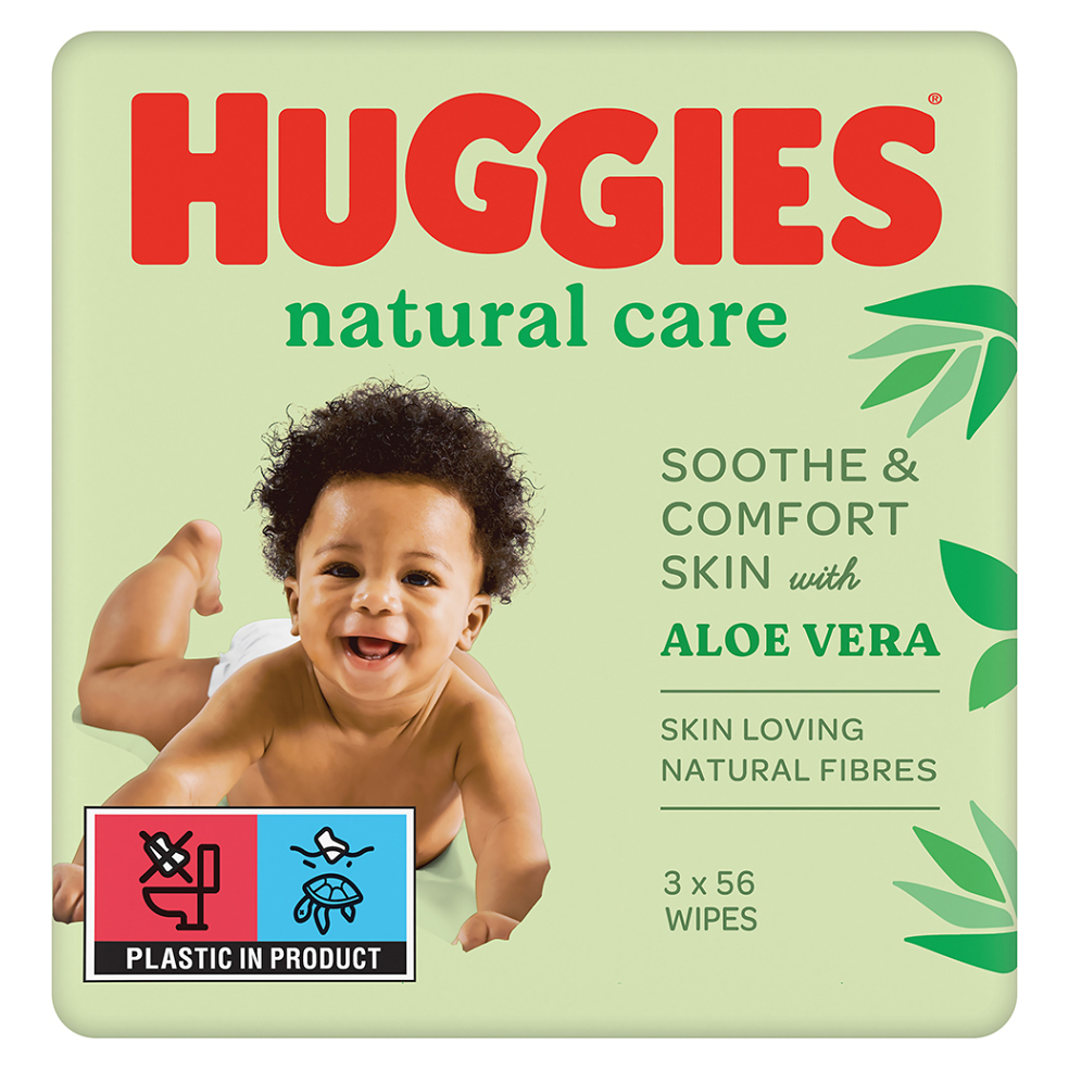 HUGGIES® Natural Care Triplo vlhčené obrúsky 3 x 56 ks kúpite na Mojalekaren.sk