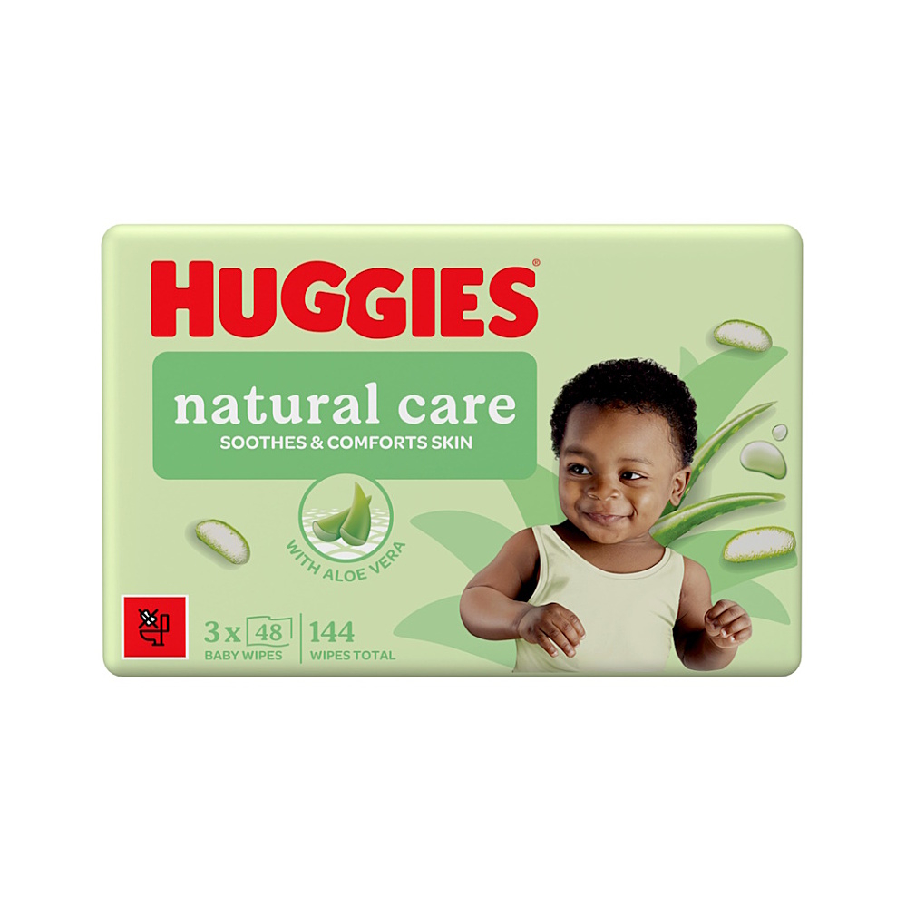 HUGGIES Natural aloe vera vlhčené obrúsky 3 x 48 kusov