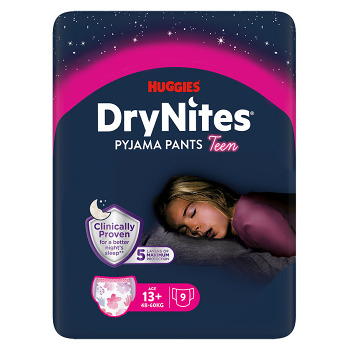 DRY NITES® Naťahovacie nohavičky pre dievčatá od 13+ rokov 9 kusov (Detské plienkové nohavičky)