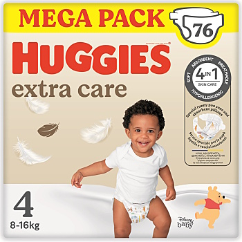 HUGGIES Extra Care 4 plienky box 8-16 kg 76 kusov (Plienky 4 (7 - 18 kg))