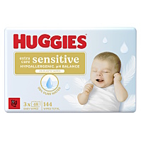 HUGGIES Extra care sensitive triplo vlhčené obrúsky 144 kusov