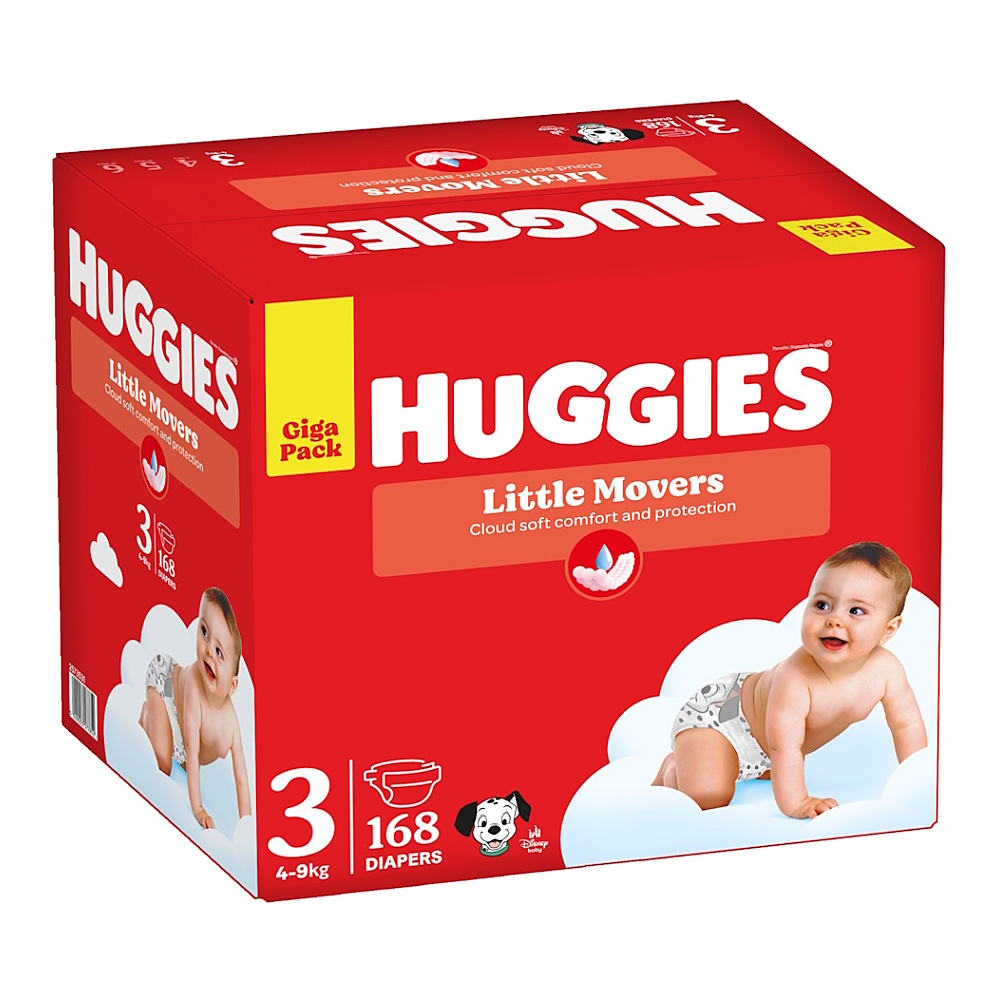 HUGGIES Little movers 3 detské plienky 4-9 kg 168 plienok