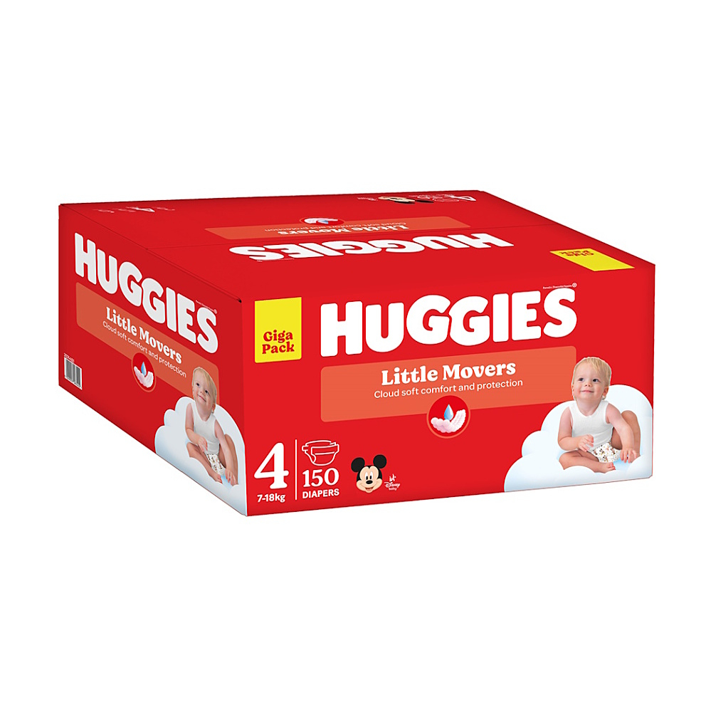 HUGGIES Little movers 4 detské plienky 7-18 kg 150 kusov