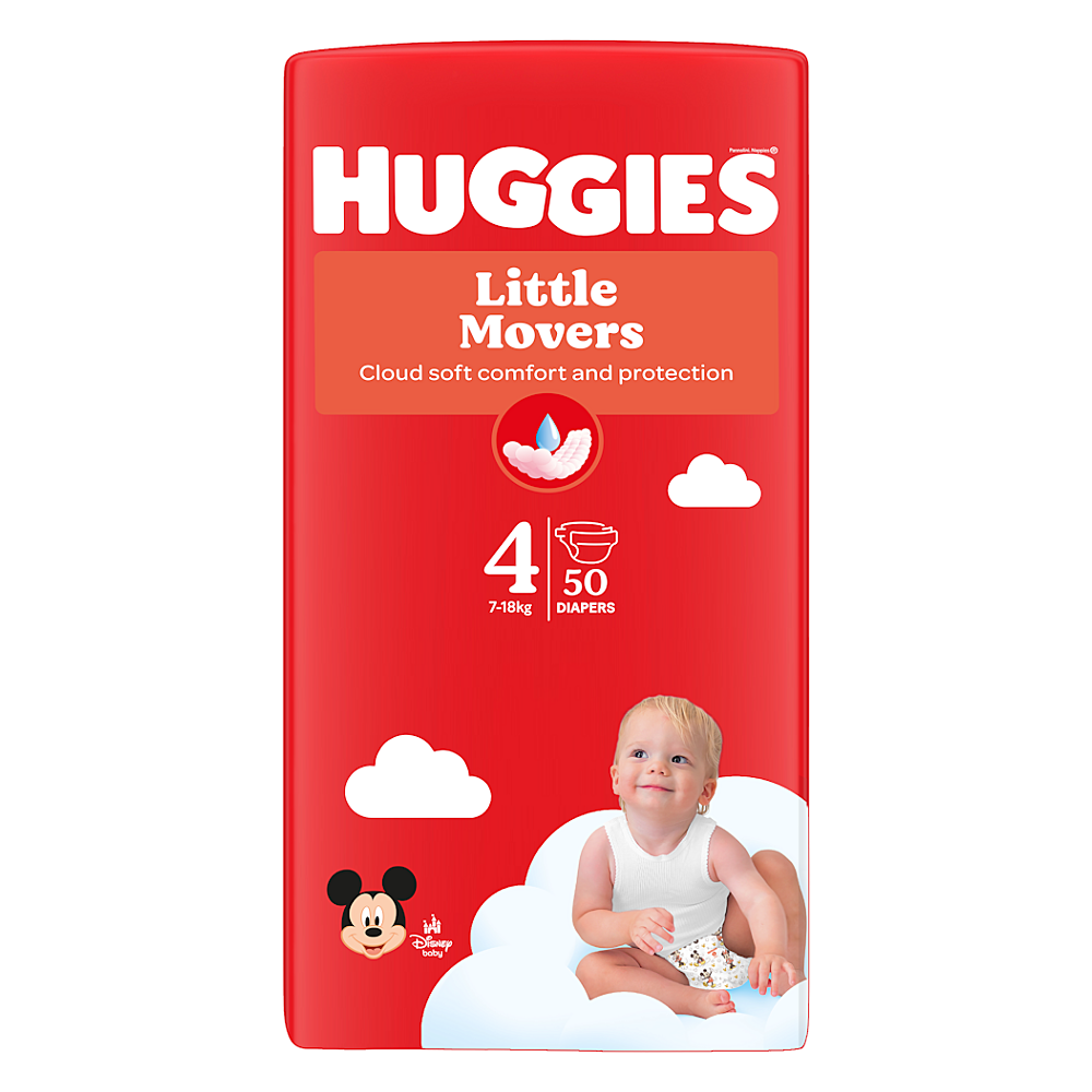HUGGIES Little movers 4 detské plienky 7-18 kg 50 kusov
