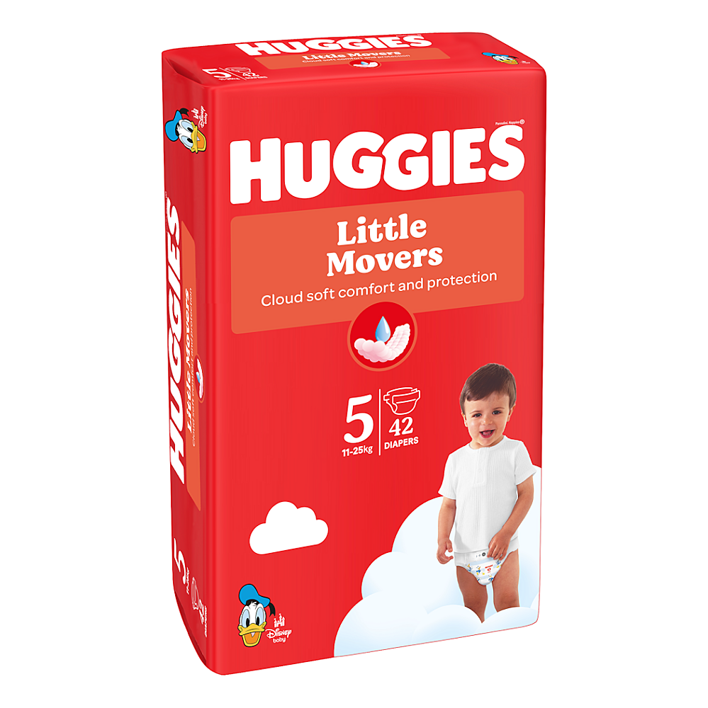 HUGGIES Little movers 5 detské plienky 11-25 kg 42 kusov