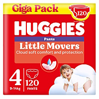 HUGGIES Little movers pants 4 plienkové nohavičky box 9-14 kg 120 kusov