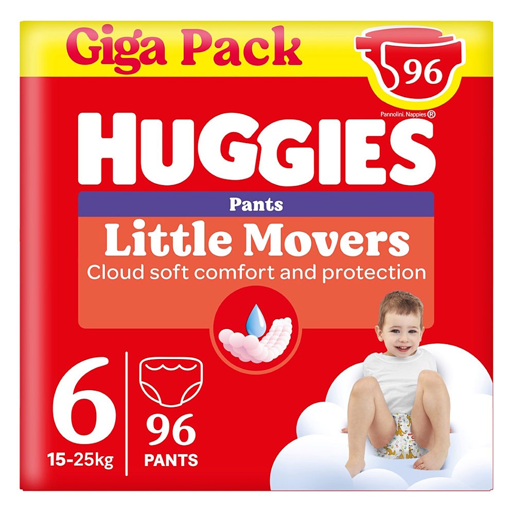 HUGGIES Little movers pánt 6 plienkové nohavičky box 15-25 kg 96 kusov