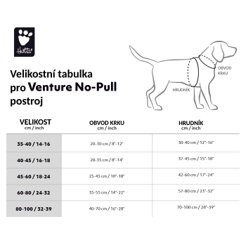 HURTTA Venture No-Pull postroj pre psov sivý 1 ks, Veľkosť postroja: 35-40