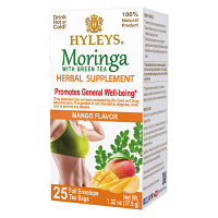 HYLEYS Zelený čaj s moringou a prírodnou arómou manga 25 sáčkov