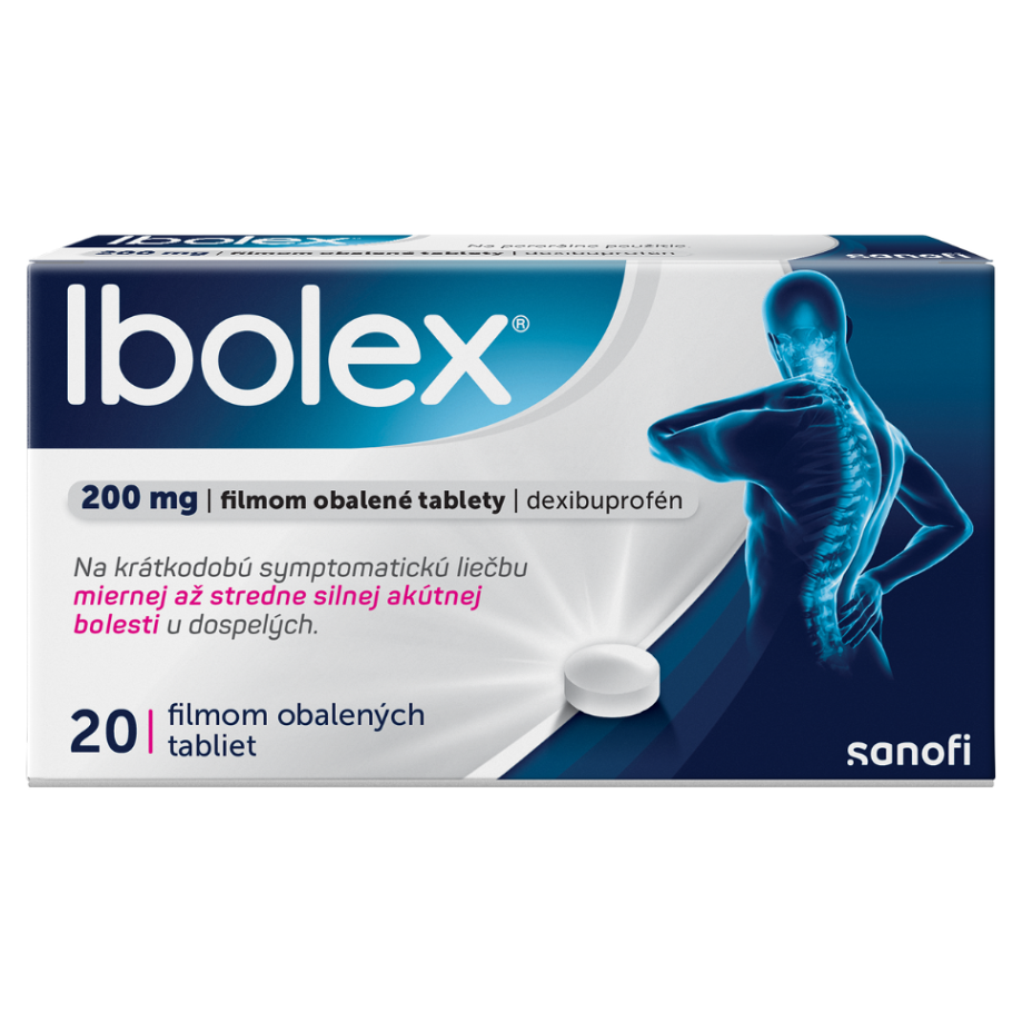 Ibolex Ibolex 200mg filmom obalené tablety na úľavu pri bolesti hlavy, zubov, chrbta a pri bolestivej menštruácii 20 tbl kúpite na Mojalekaren.sk